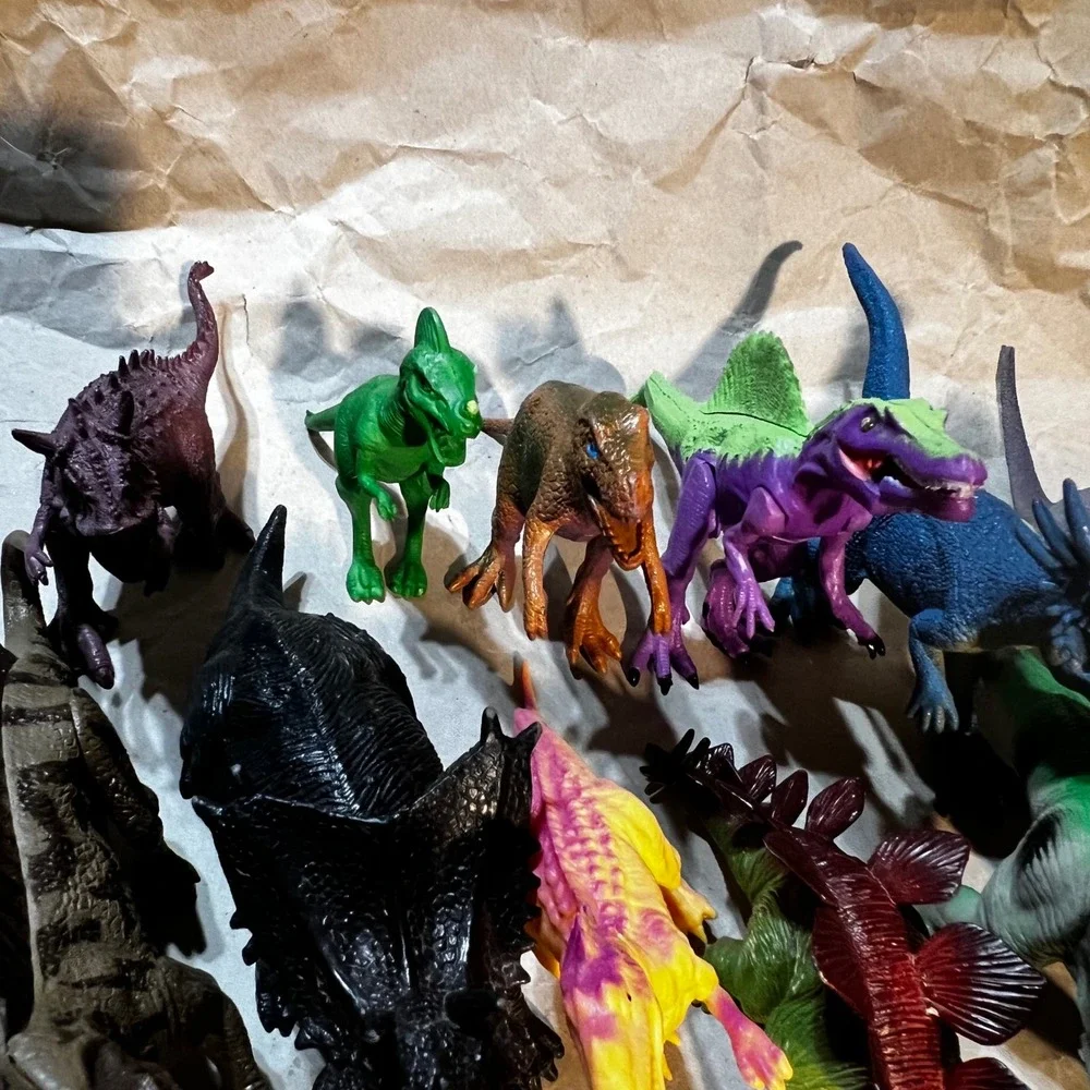 12pc Dinosaur Figure Lot Multicolor T-Rex Stegosaurus Toy Set